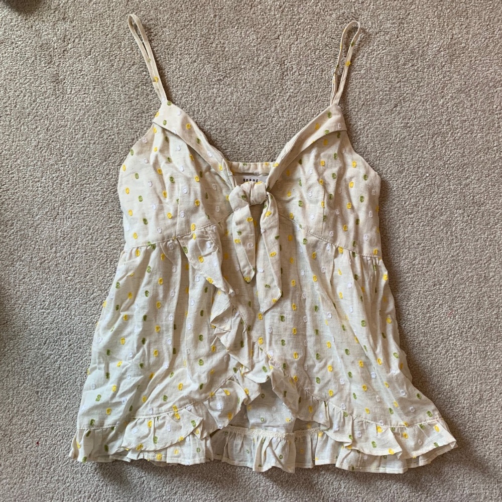Ro & De Cream Shay Cami Ruffled Spagetti Tank